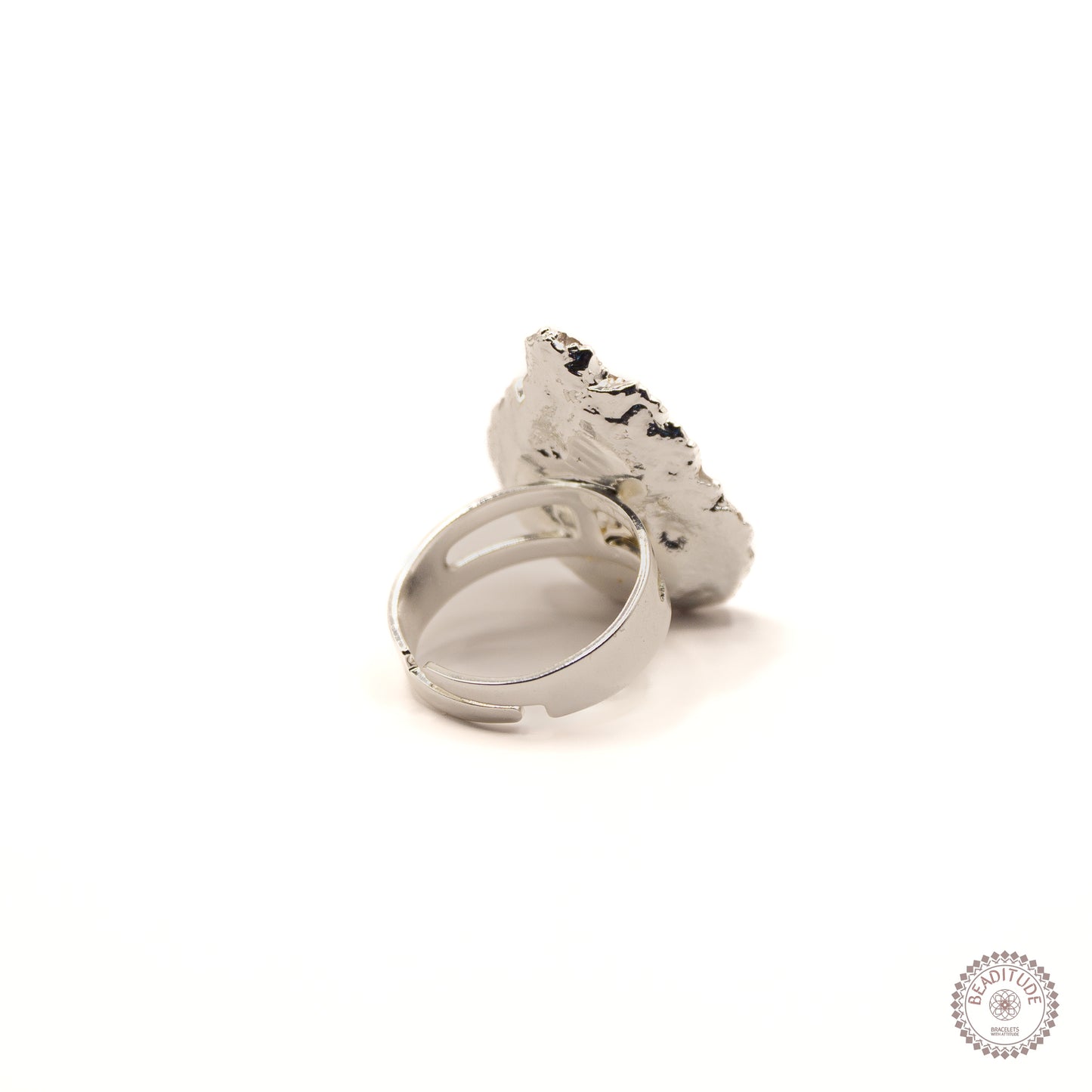 verzilverde ring met agaat edelsteen verstelbaar/ one size