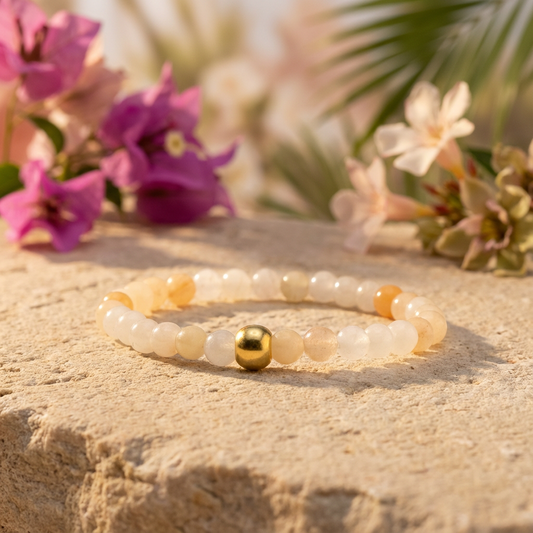 Handgemaakte BEBASIC aventurijn armband 6mm van Beaditude met natuurlijke creme aventurijn kralen