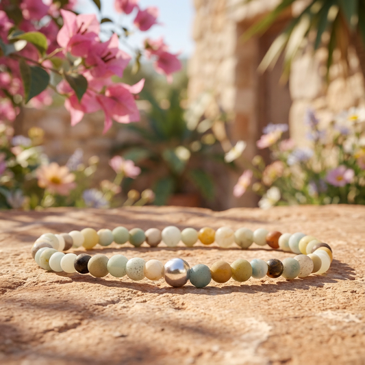 Handgemaakte BEBASIC amazoniet armband 4mm van Beaditude met natuurlijke matte amazoniet kralen