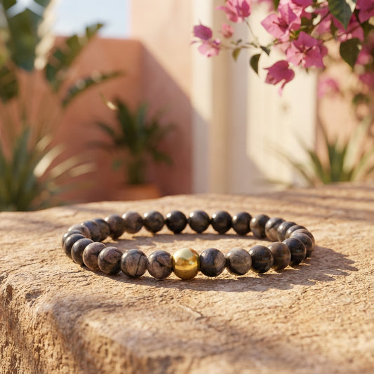 Handgemaakte BEBASIC glaucophaan armband 6mm van Beaditude met natuurlijke glaucophaan kralen