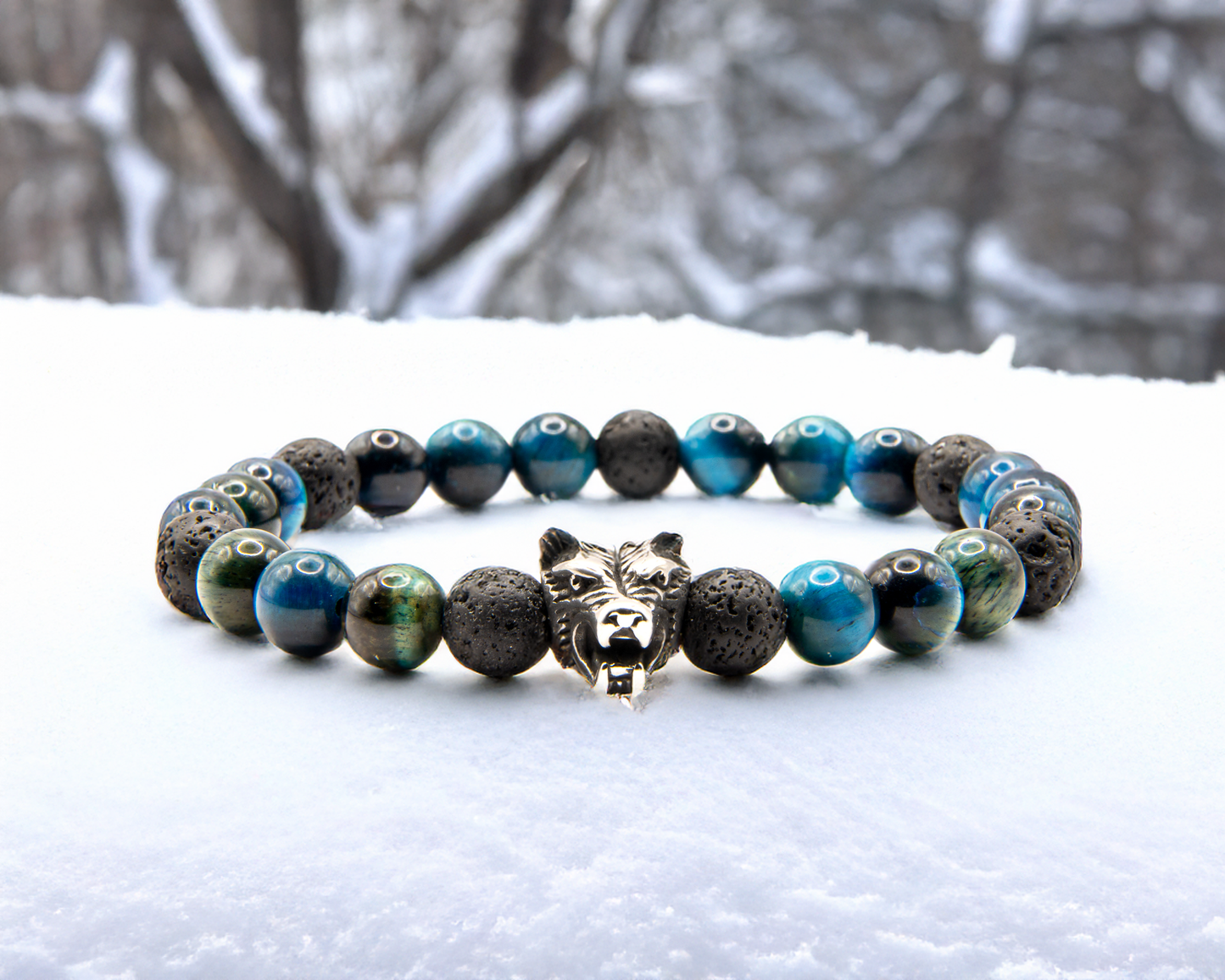 Blauwe Tijgeroog & Lava steen