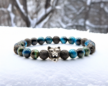 Blauwe Tijgeroog & Lava steen