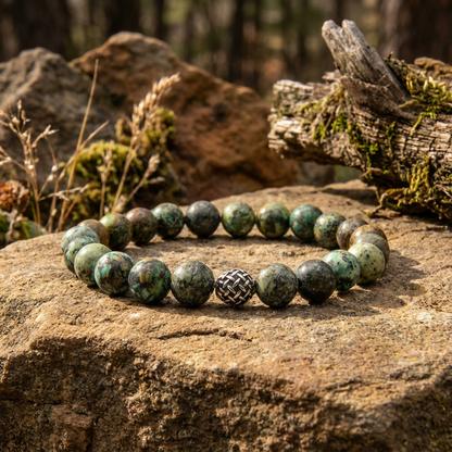 Edelsteen armband Afrikaanse Turkoois RVS kraal