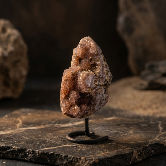 Roze Amethist op standaard | natuurlijke edelsteen decoratie