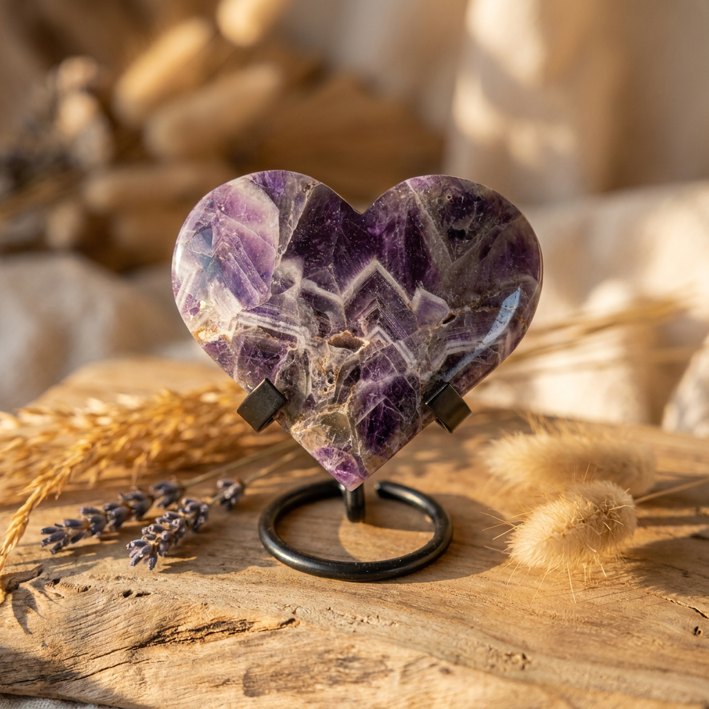 Amethist hart op standaard