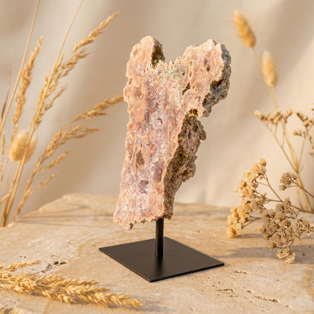 Roze Amethist op standaard | natuurlijke edelsteen decoratie