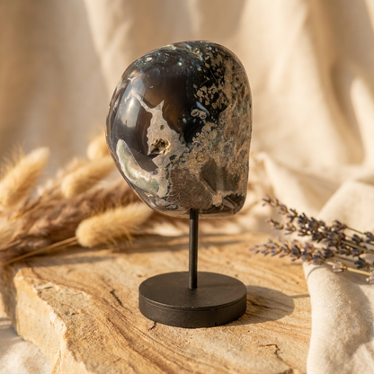 Agaat met Amethist geode op Standaard | Natuurlijke edelsteen decoratie