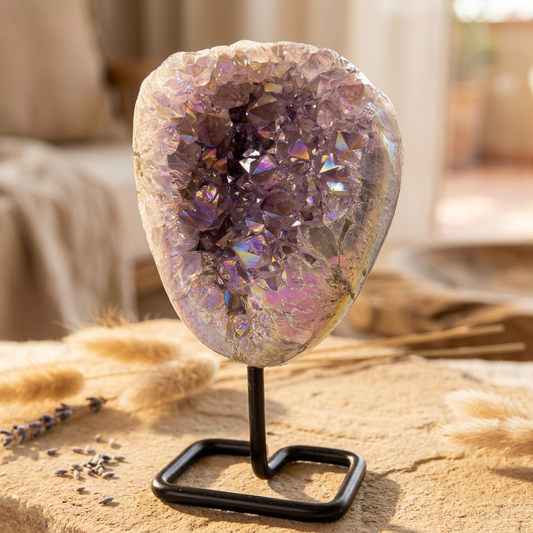 Angel Aura Amethist op standaard | Natuurlijke edelsteen decoratie