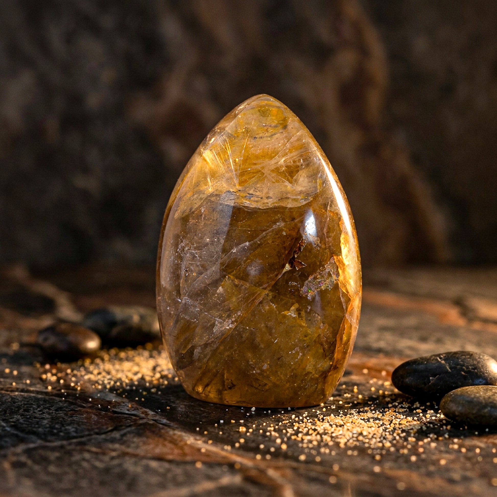 Golden Healer kwarts geslepen edelsteen sculptuur.