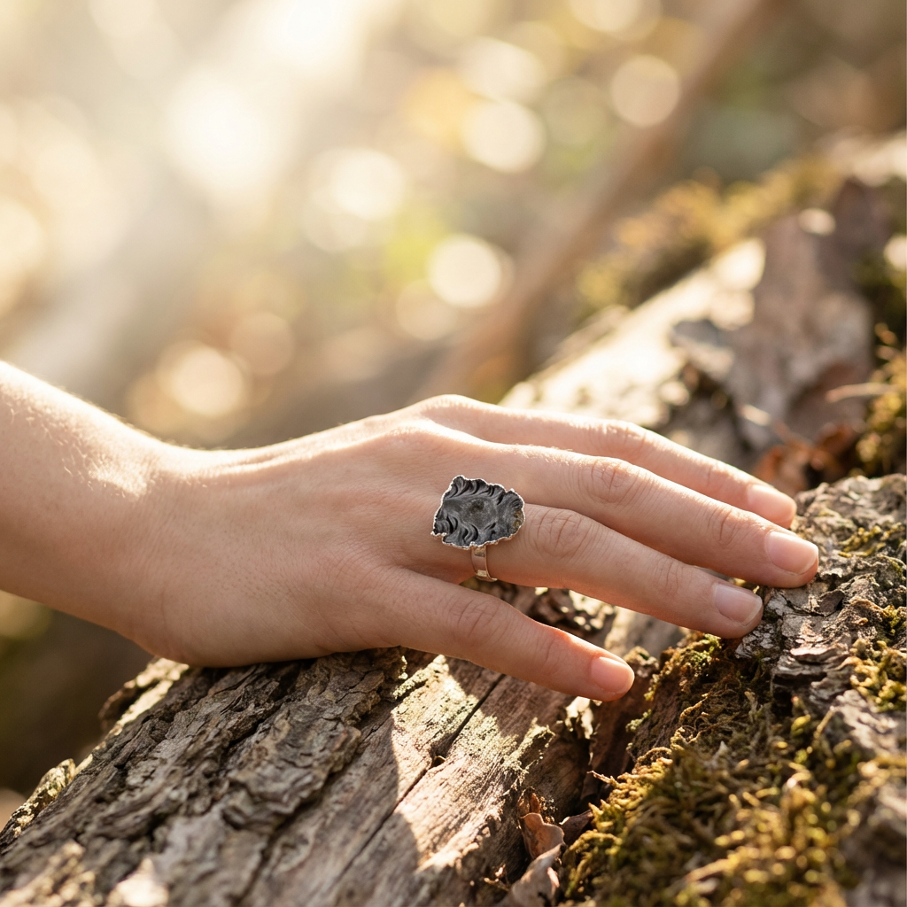 verzilverde ring met agaat edelsteen verstelbaar/ one size