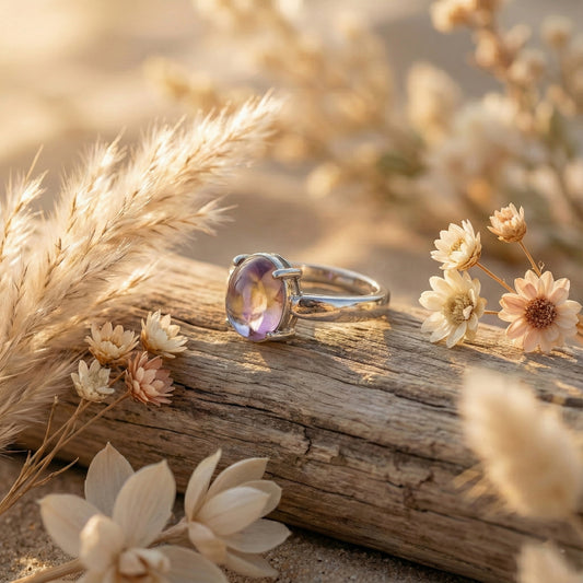925 zilveren ring met ametrien edelsteen cabochon.