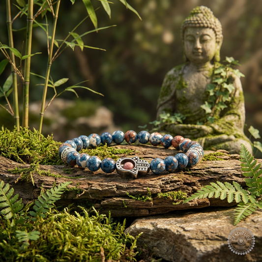 elastische edelsteen armband met handje