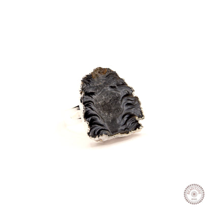 verzilverde ring met agaat edelsteen verstelbaar/ one size