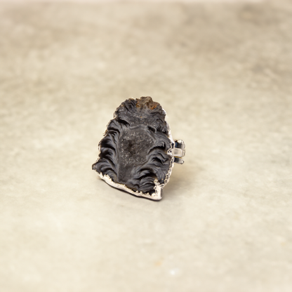 verzilverde ring met agaat edelsteen verstelbaar/ one size