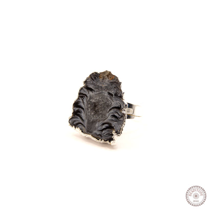 verzilverde ring met agaat edelsteen verstelbaar/ one size