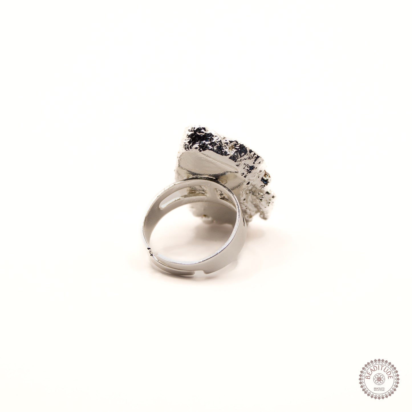 verzilverde ring met agaat edelsteen verstelbaar/ one size