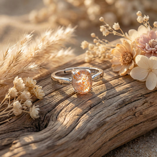 925 sterling zilveren ring met zonnesteen cabochon