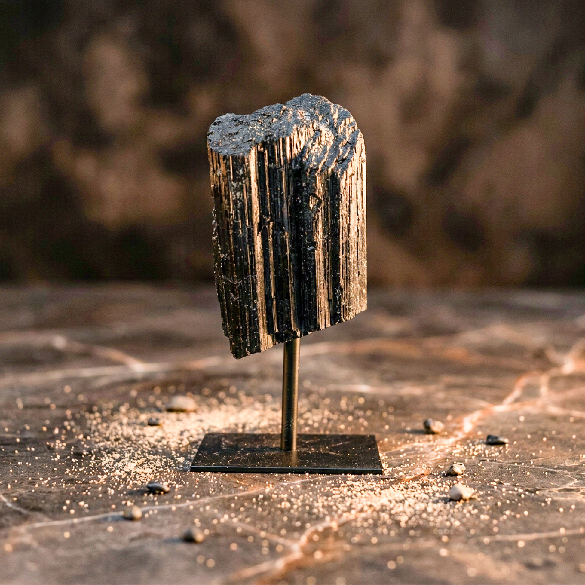 Zwarte toermalijn mineraal in natuurlijke vorm